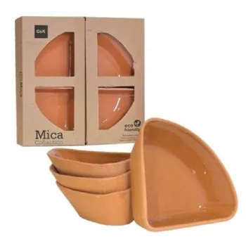 SÜTŐTÁL KERÁMIA HÁROMSZÖG MICA BARNA 15X10CM 4DB-OS