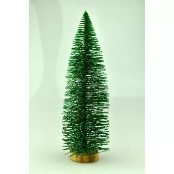 FENYŐFA ZÖLD, MINI, GLITTERES, FA TALPON H:10CM 10DB/CS