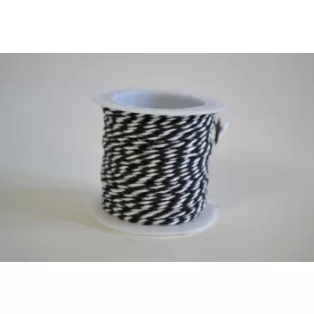 KÖTÖZŐ ZSINÓR 1MM 100% PAMUT 10M/TEK FEKETE/FEHÉR