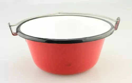BOGRÁCS PIROS ZOMÁNC ASZTALI Á:16 CM M:8