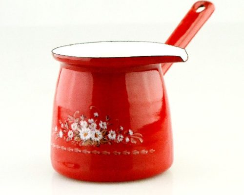 KÁVÉKIÖNTŐ ÖBLÖS PIROS ZOMÁNC MINTÁS 0,3L