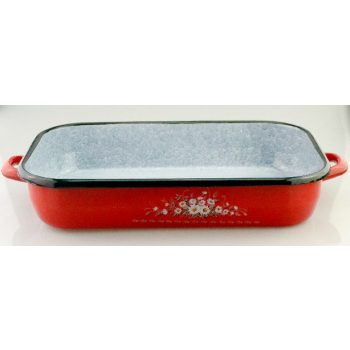   TEPSI MÁRVÁNYOZOTT ZOMÁNC PIROS FÜLLEL M: 6,5CM SZ: 22,5CM H:34,5CM