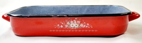 TEPSI MÁRVÁNYOZOTT ZOMÁNC PIROS FÜLLEL M: 6,8 CM SZ: 25 CM H: 38CM