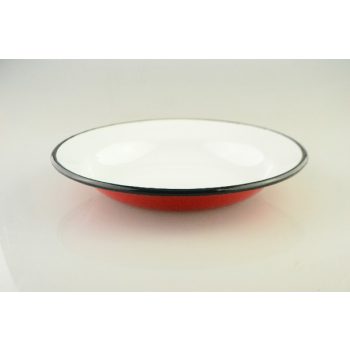 TÁNYÉR ZOMÁNC LAPOS PIROS 22 CM