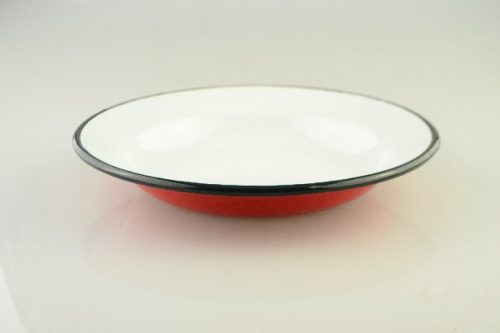 TÁNYÉR ZOMÁNC LAPOS PIROS 22 CM