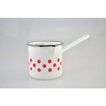 KÁVÉKIÖNTŐ FEHÉR ZOMÁNC PIROS PÖTTYÖS MÉRCÉS 0,4L