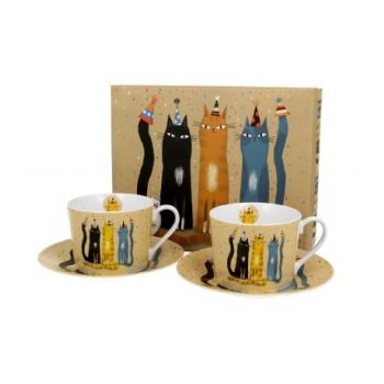   CSÉSZE+ALJ 2SZ. PORC. 230ML "CAT'S WORLD" PARTY