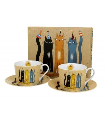 CSÉSZE+ALJ 2SZ. PORC. 230ML "CAT'S WORLD" PARTY