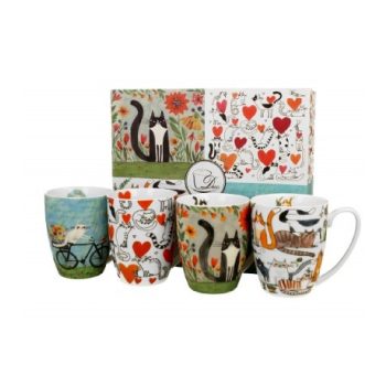 BÖGRE 4DB PORCELÁN 360ML CATS VEGYES