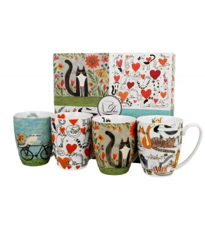 BÖGRE 4DB PORCELÁN 360ML CATS VEGYES