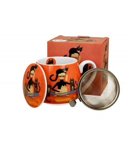 BÖGRE SZŰRŐS HORDÓ PORCELÁN 430ML 'CATS CREW' CINDY & KITTIES