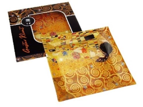 TÁL ÜVEG 25X25CM KISS KLIMT