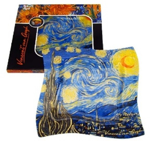 TÁL ÜVEG HULLÁMOS 30CM CSILLAGOS ÉJ VAN GOGH