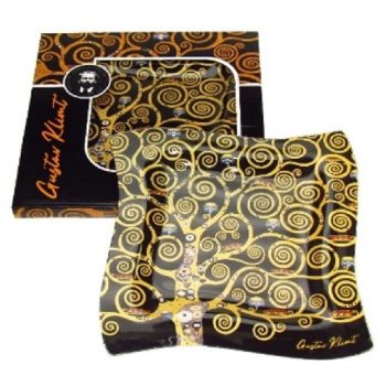 TÁL ÜVEG HULLÁMOS 25CM ÉLETFA KLIMT