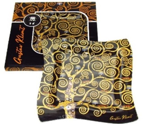 TÁL ÜVEG HULLÁMOS 25CM ÉLETFA KLIMT