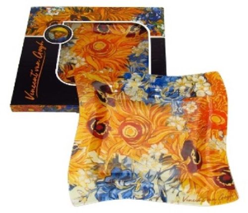 TÁL ÜVEG HULLÁMOS 25CM NAPRAFORGÓK VAN GOGH