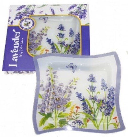 TÁL ÜVEG HULLÁMOS 25CM LEVENDULA