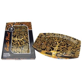 TÁL ÜVEG 34X22,5CM ÉLETFA KLIMT