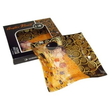 TÁL ÜVEG HULLÁMOS 25CM KISS KLIMT