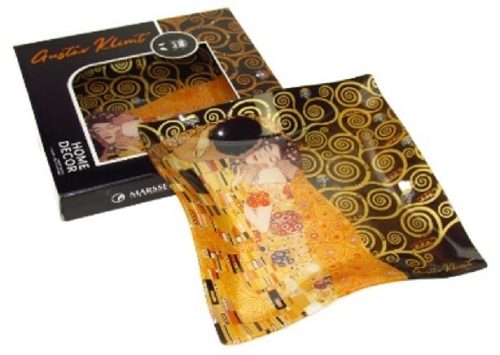 TÁL ÜVEG HULLÁMOS 25CM KISS KLIMT