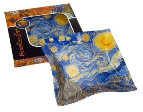 TÁL ÜVEG HULLÁMOS 25CM CSILLAGOS ÉJ VAN GOGH