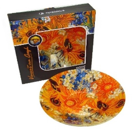 TÁL ÜVEG MÉLY 33X7CM NAPRAFORGÓK VAN GOGH