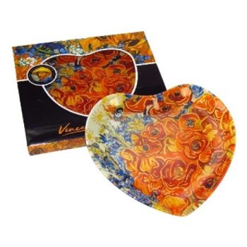 TÁL ÜVEG SZÍV ALAKÚ 24,5X23CM PIPACSOK VAN GOGH