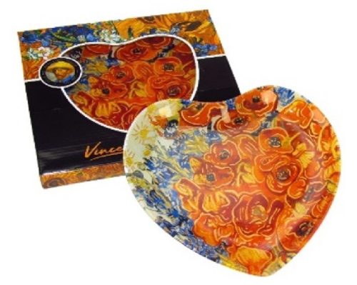 TÁL ÜVEG SZÍV ALAKÚ 24,5X23CM PIPACSOK VAN GOGH