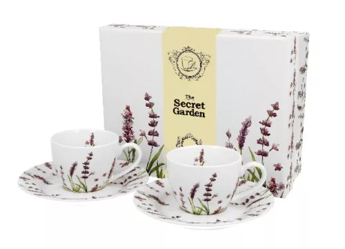 MOKKÁS KÉSZLET PORCELÁN 90ML LEVENDULÁS