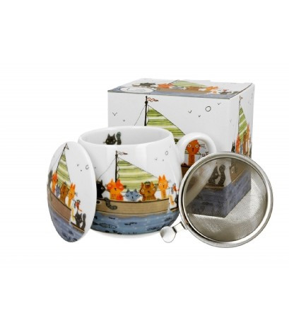 BÖGRE SZŰRŐS HORDÓ PORCELÁN 430ML "CATS CREW"