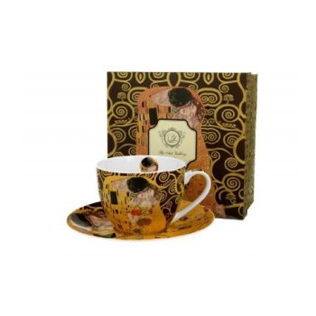 CSÉSZE+ALJ PORCELÁN 250ML KLIMT KISS BROWN