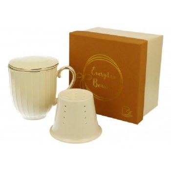 BÖGRE TEASZŰRŐS PORCELÁN 400ML ECRU NINA