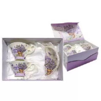 KÁVÉSCSÉSZE SZETT LEVENDULÁS KERÁMIA 4DB-OS