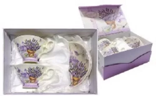 KÁVÉSCSÉSZE SZETT LEVENDULÁS KERÁMIA 4DB-OS