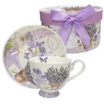 KÁVÉSCSÉSZE SZETT LEVENDULÁS KERÁMIA