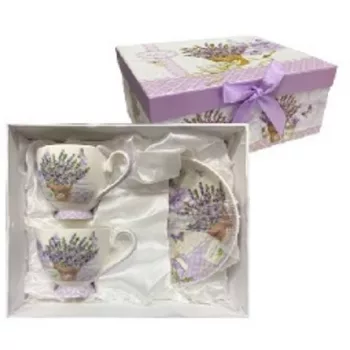 KÁVÉSCSÉSZE SZETT LEVENDULÁS KERÁMIA