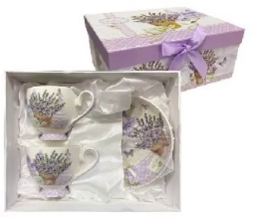 KÁVÉSCSÉSZE SZETT LEVENDULÁS KERÁMIA