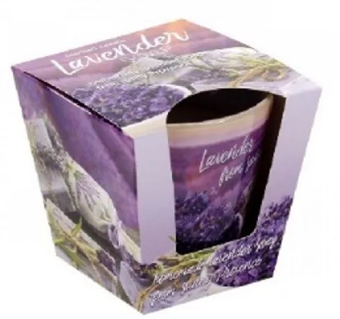 GYERTYA ÜVEGBEN LEVENDULÁS 115G