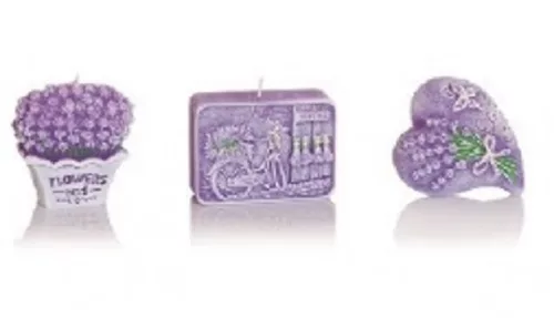 GYERTYA LEVENDULÁS SZAPPAN+VIRÁG+SZÍV