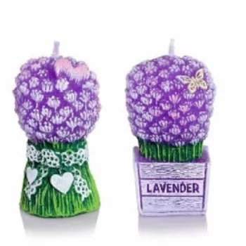 GYERTYA LEVENDULÁS VIRÁGCSOKOR 58G