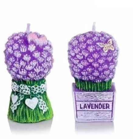 GYERTYA LEVENDULÁS VIRÁGCSOKOR 58G