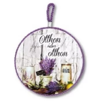   EDÉNYALÁTÉT FALI KER. LEVENDULÁS 16X16CM "OTTHON ÉDES OTTHON"