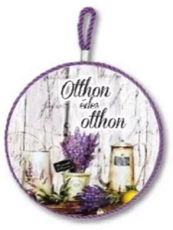 EDÉNYALÁTÉT FALI KER. LEVENDULÁS 16X16CM "OTTHON ÉDES OTTHON"