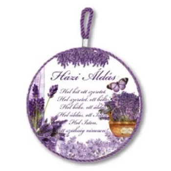   EDÉNYALÁTÉT FALI KER. LEVENDULÁS 16X16CM "HÁZI ÁLDÁS"