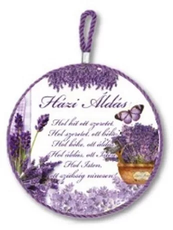 EDÉNYALÁTÉT FALI KER. LEVENDULÁS 16X16CM "HÁZI ÁLDÁS"