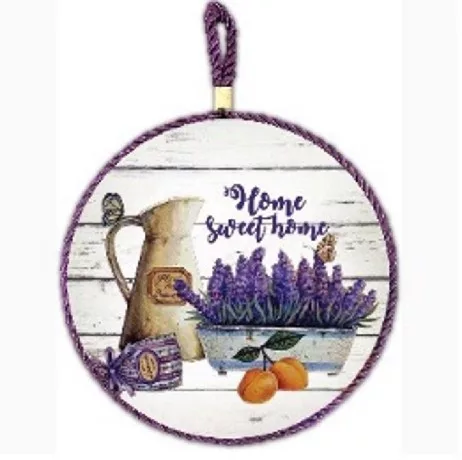 EDÉNYALÁTÉT FALI KER. LEVENDULÁS 16X16CM "HOME SWEET HOME"