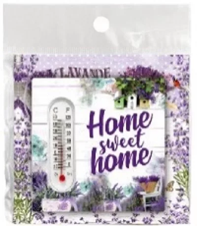HŐMÉRŐ KERÁMIA LEVENDULÁS 10X10CM "HOME SWEET HOME"