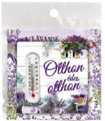 HŐMÉRŐ KERÁMIA LEVENDULÁS 10X10CM "OTTHON ÉDES OTTHON"