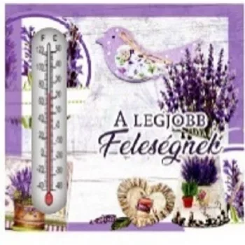  HŐMÉRŐ KERÁMIA LEVENDULÁS 10X10CM "A LEGJOBB FELESÉGNEK"