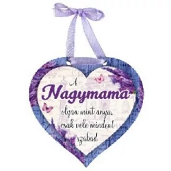 MÁGNES SZÍV ALAKÚ LEVENDULÁS 9X8CM "NAGYMAMA"